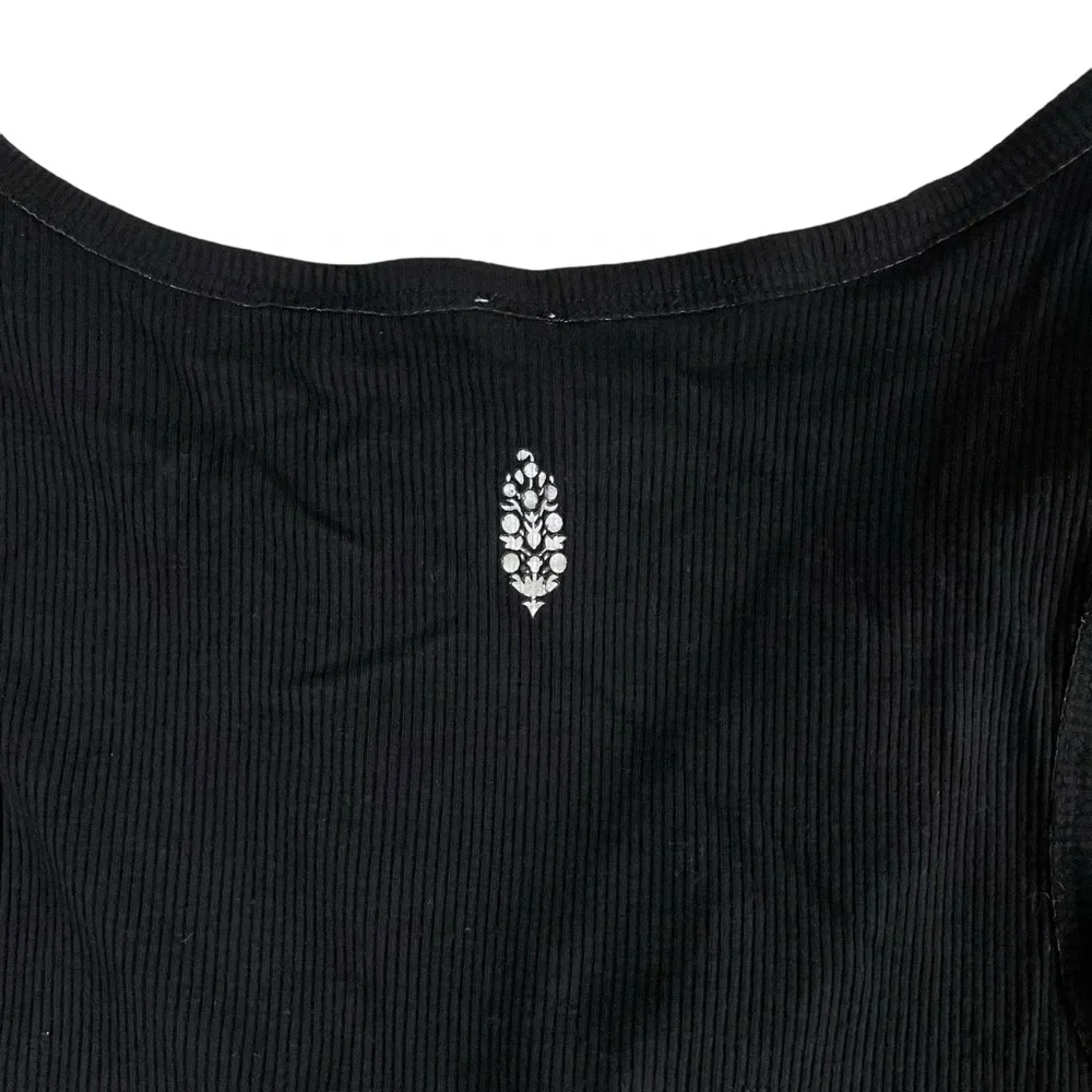 Free People Movement New Moon Knot Front Ribbed Crop Tank Black Lg - Picture 8 of 14